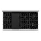 ZLINE Autograph Edition 48 in. 6.7 cu. ft. Classic Double Oven Dual Fuel Range with 8 Burner Gas Cooktop in Stainless Steel with Black Matte Doors and Champagne Bronze Accents (CDRZ-BLM-48-CB)