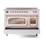 ILVE UNI486NMPWHP Nostalgie II Noblesse 48 inch Induction Range (Triple Glass Door, White, Copper)