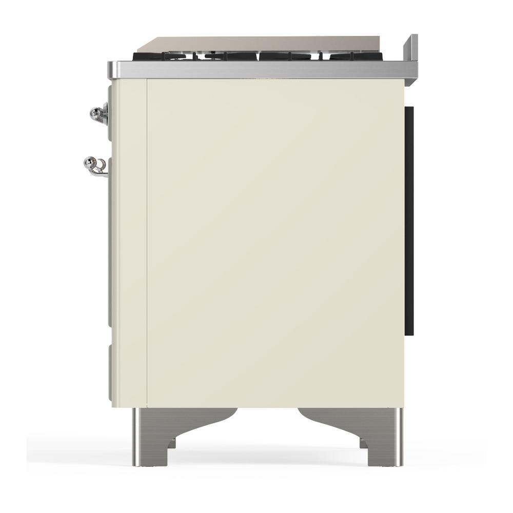ILVE UM60FQNR3AWC Majestic III 60 inch Dual Fuel Range with 9 Burners and Griddle, Dual Function Burner up to 25,000 BTU (Natural Gas, Solid Door, Antique White, Chrome)
