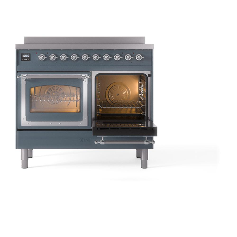 ILVE UNDI406NMPBGC Nostalgie II Noblesse 40 inch Induction Range (Triple Glass Door, Blue Grey, Chrome)