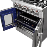 Forno Massimo 30-Inch Freestanding French Door Gas Range, 4 Burners, Convection Oven, Energy Efficient