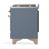 ILVE UMD40FNR3BGPLP Majestic III 40 inch Dual Fuel Range with 6 Burners and Griddle, Dual Function Burner up to 25,000 BTU (Liquid Propane, Triple Glass Door, Blue Grey, Copper)