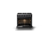 36"W. Dual Fuel Range (Burner: 6b, Finish: Onyx, Trim: Polished Chrome, Fuel: Natural Gas)