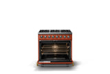 36"W. Dual Fuel Range (Burner: 6b, Finish: Spiced Cider, Trim: Polished Chrome, Fuel: Propane)