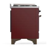 ILVE UMD40FNR3BUB Majestic III 40 inch Dual Fuel Range with 6 Burners and Griddle, Dual Function Burner up to 25,000 BTU (Natural Gas, Triple Glass Door, Burgundy, Burnished)