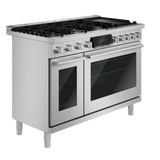 800 Series, Dual fuel freestanding range, 48'', Stainless steel