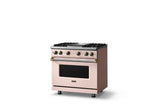 36"W. Sealed Burner Gas Range (Burner: 4g, Finish: Blush, Trim: Brushed Brass, Fuel: Natural Gas)