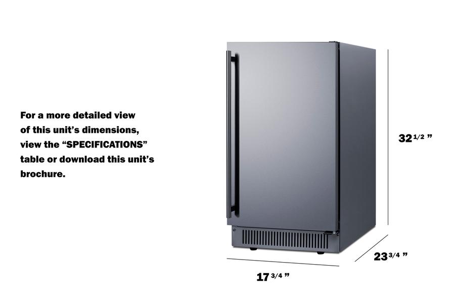 18" Wide Clear Icemaker, ADA Compliant