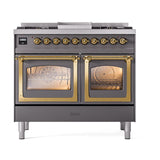 ILVE UND40FNMPMGG Nostalgie II Noblesse 40 inch Dual Fuel Range (Natural Gas, Triple Glass Door, Graphite Matte, Brass)