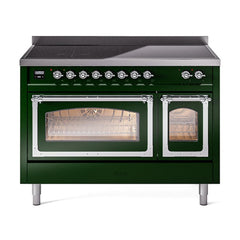 ILVE UNI486NMPEGC Nostalgie II Noblesse 48 inch Induction Range (Triple Glass Door, Emerald Green, Chrome)