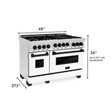 ZLINE Autograph Edition 48" 6.0 cu. ft. Range with Gas Stove and Gas Oven in Stainless Steel with White Matte Door with Accents (RGZ-WM-48) [Color: Champagne Bronze]