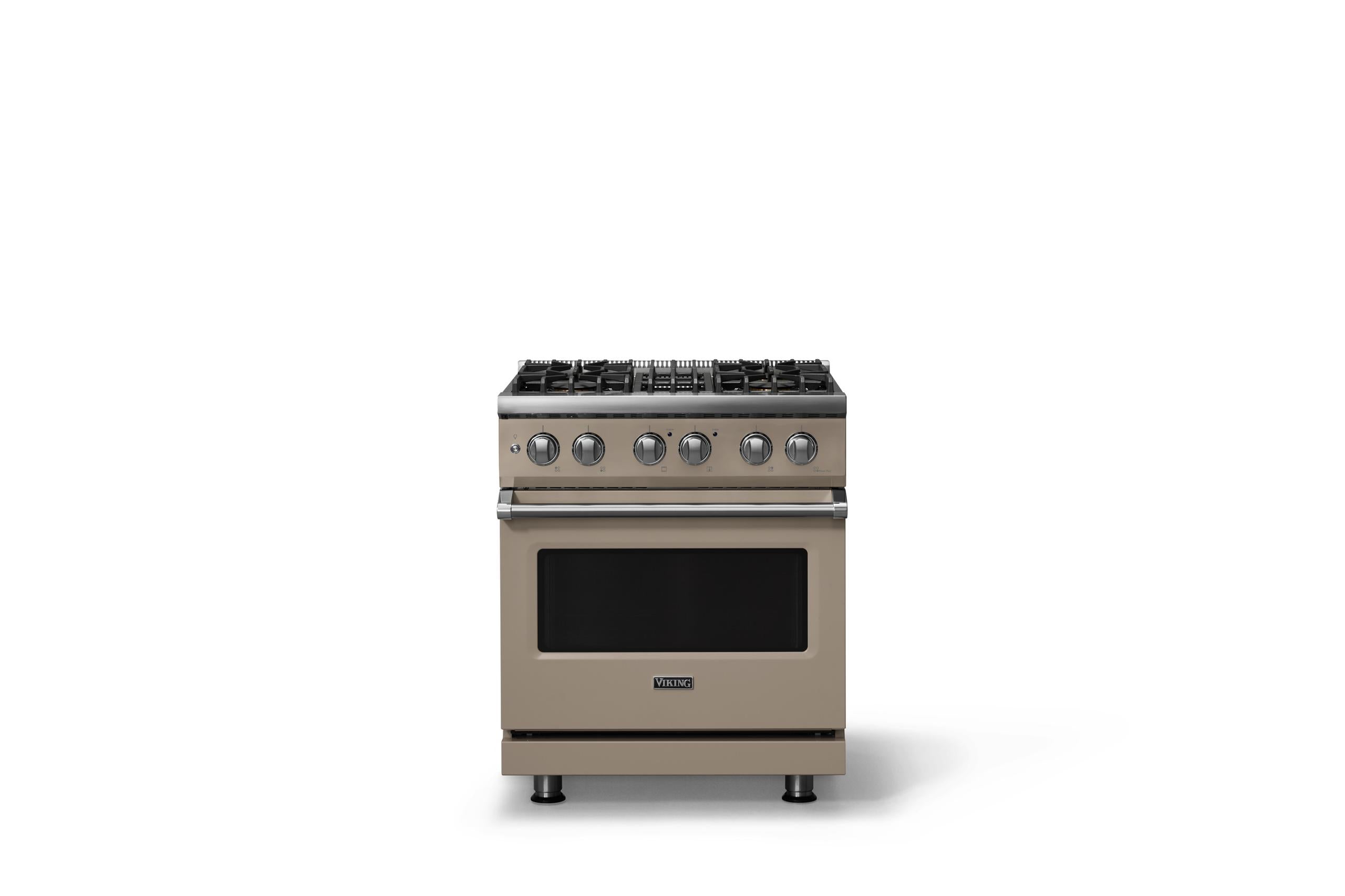 30"W. Dual Fuel Range (Finish: Nantucket, Trim: Polished Chrome, Fuel: Natural Gas)