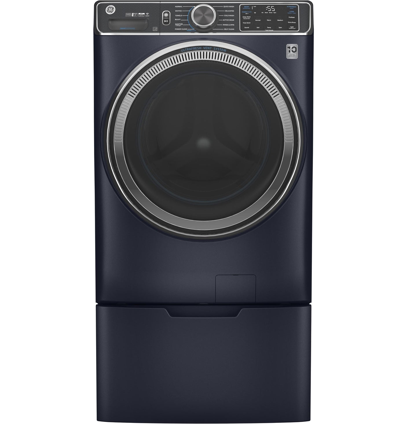 GE® 5.0 cu. ft. Capacity Smart Front Load ENERGY STAR® Steam Washer with SmartDispense™ UltraFresh Vent System with OdorBlock™ and Steam