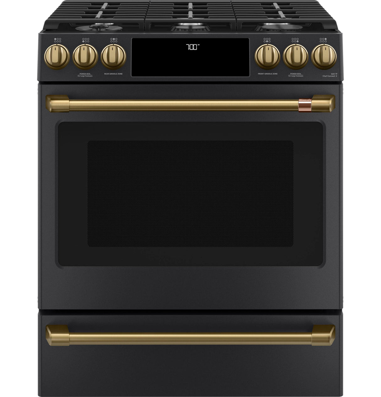 Café™ 30" Smart Slide-In, Front-Control, Gas Range with Convection Oven