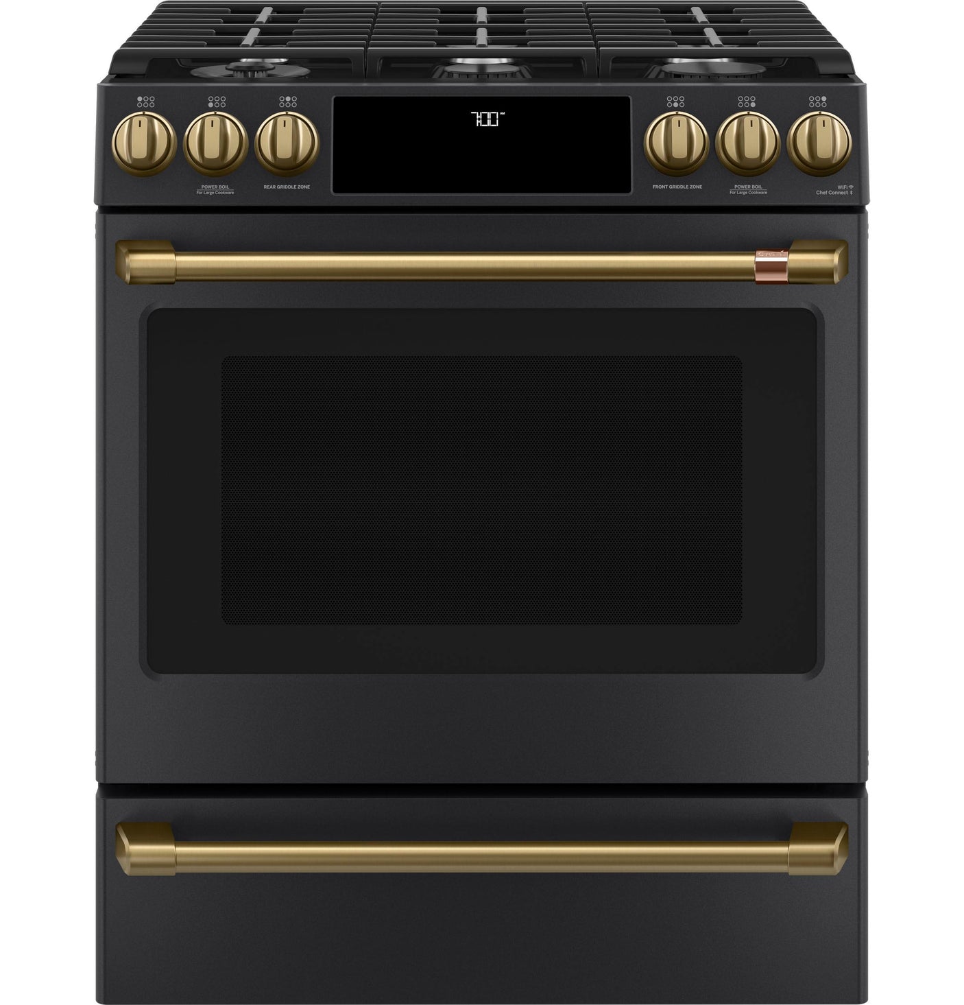 Café™ 30" Smart Slide-In, Front-Control, Gas Range with Convection Oven