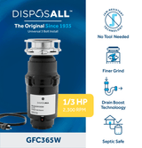 GE DISPOSALL® 1/3 HP Continuous Feed Garbage Disposer - Corded