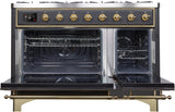Majestic II 48 Inch Dual Fuel Liquid Propane Freestanding Range in Matte Graphite with Brass Trim