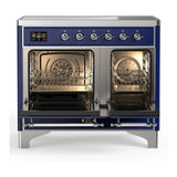 ILVE UMDIB40NR3MBC Majestic III 40 inch Induction Range with 6 Elements, 3.82 cu. ft. Total Oven Capacity (Triple Glass Door, Midnight Blue, Chrome)