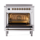 ILVE UNI366QNMPRAB Nostalgie II Noblesse 36 inch Induction Range (Solid Door, RAL, Burnished)