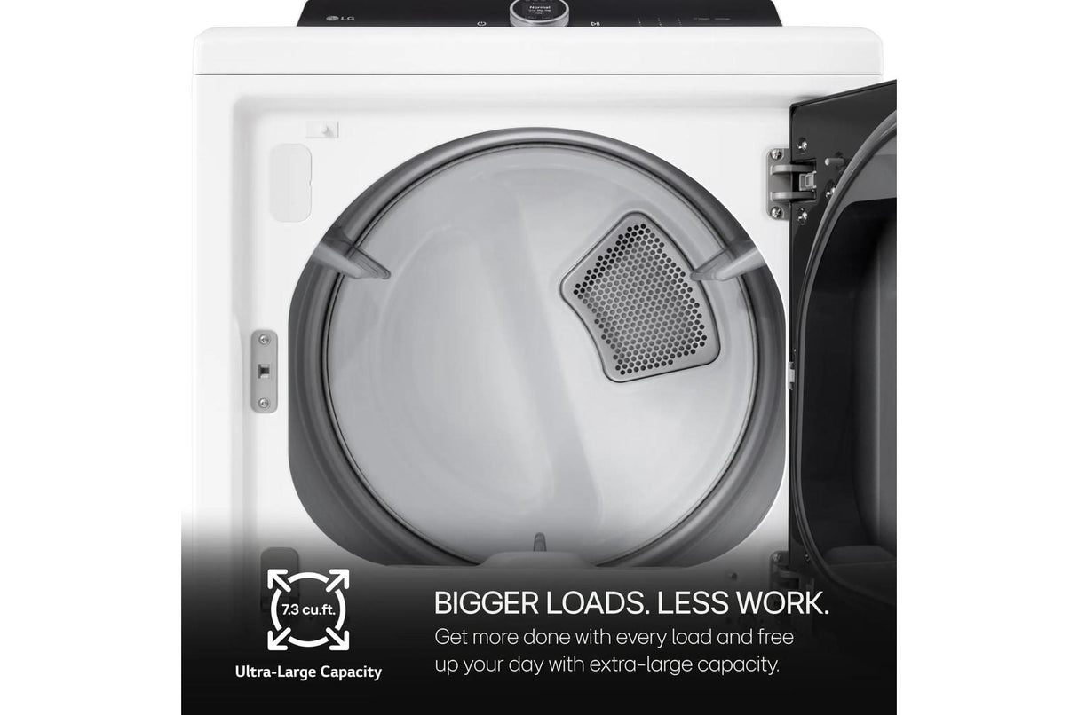 7.3 cu.ft. Ultra Large High Efficiency Electric TurboSteam™ LG EasyLoad™ Door, Wi-Fi Connectivity, White
