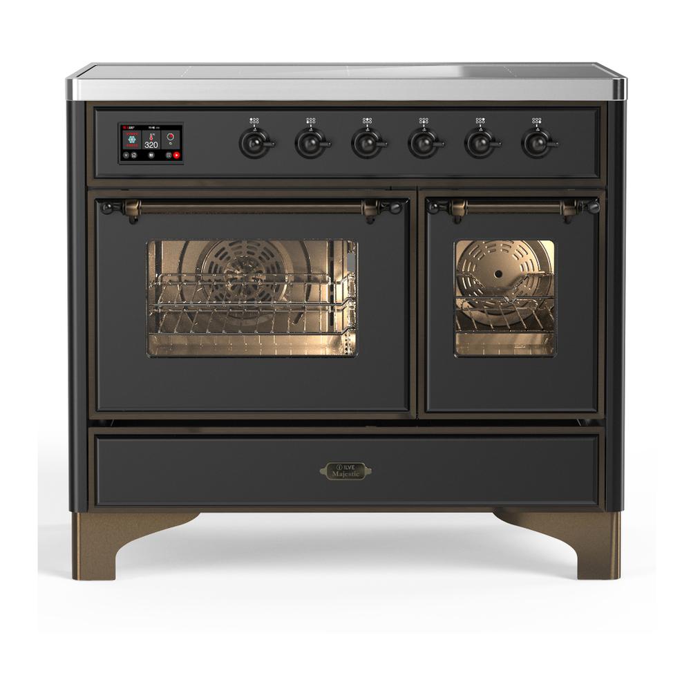 ILVE UMDIB40NR3MGB Majestic III 40 inch Induction Range with 6 Elements, 3.82 cu. ft. Total Oven Capacity (Triple Glass Door, Graphite Matte, Burnished)