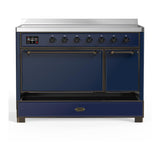ILVE UMIB48QNR3MBB Majestic III 48 inch Induction Range with 6 Elements, 5.02 cu. ft. Total Oven Capacity (Solid Door, Midnight Blue, Burnished)