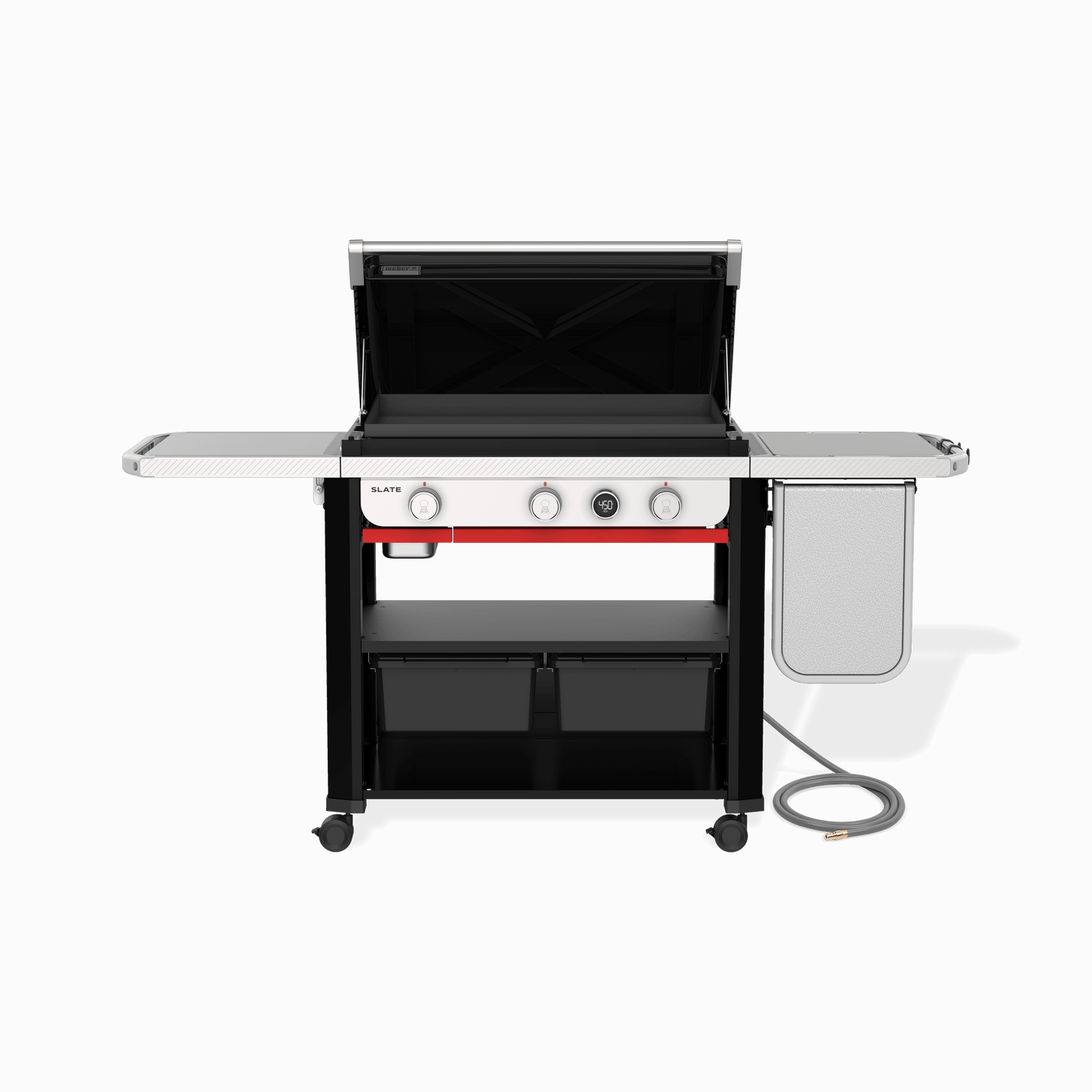 Slate® 30" Rust-Resistant Griddle with Extendable Side Table (Natural Gas) - Black