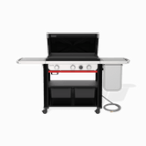 Slate® 30" Rust-Resistant Griddle with Extendable Side Table (Natural Gas) - Black
