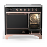 ILVE UMDIB40QNR3BKP Majestic III 40 inch Induction Range with 6 Elements, 3.82 cu. ft. Total Oven Capacity (Solid Door, Glossy Black, Copper)