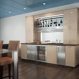 24-In Low Profile Built-In Beverage Center With Convertible Shelf And Maxstore Bin with Door Style - Stainless Steel Frame Glass