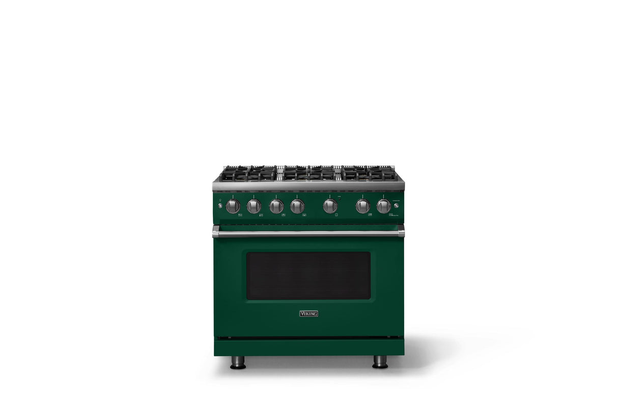 36"W. Sealed Burner Gas Range (Burner: 6b, Finish: Ivy, Trim: Polished Chrome, Fuel: Natural Gas)