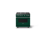 36"W. Sealed Burner Gas Range (Burner: 6b, Finish: Ivy, Trim: Polished Chrome, Fuel: Natural Gas)