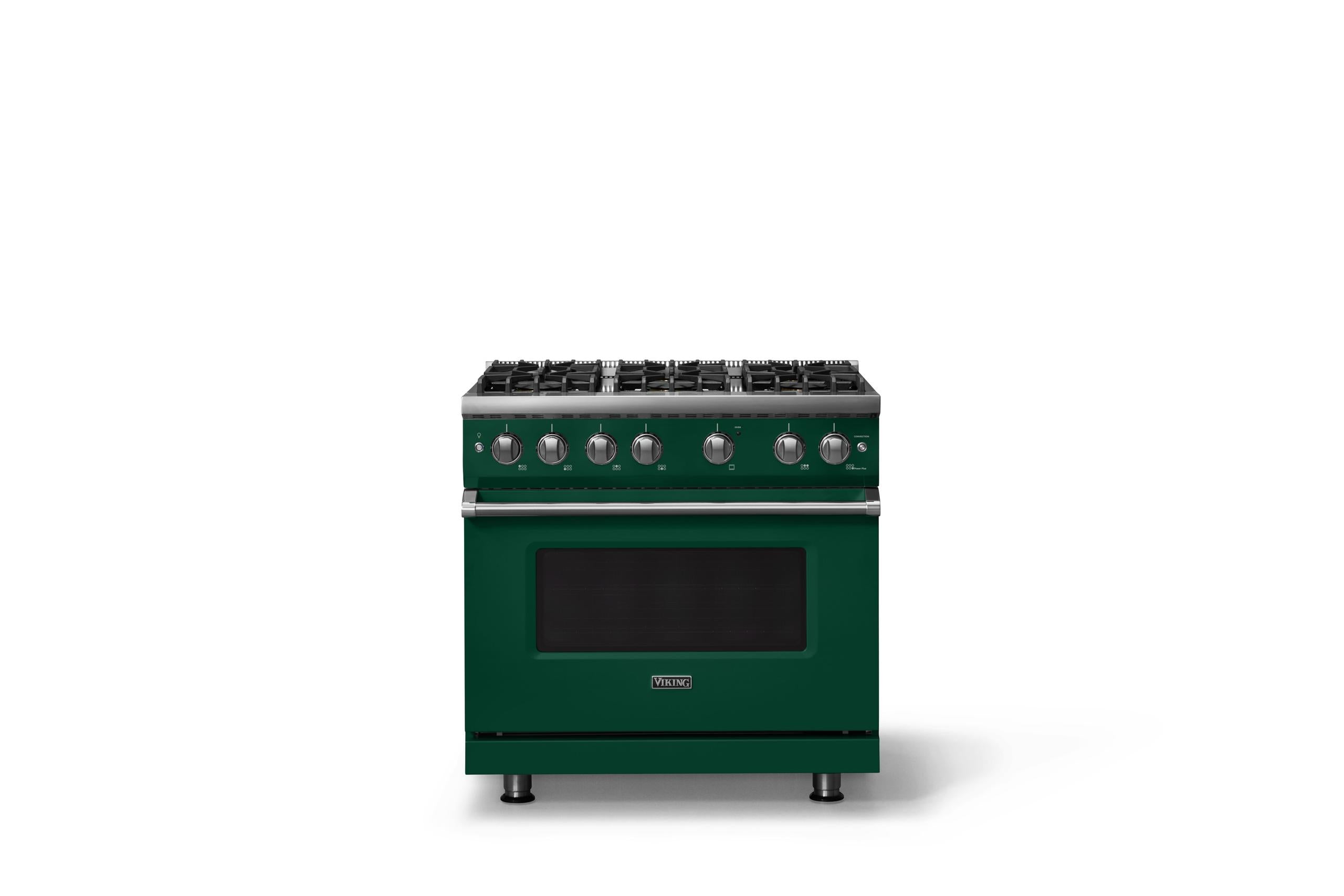 36"W. Sealed Burner Gas Range (Burner: 6b, Finish: Ivy, Trim: Polished Chrome, Fuel: Propane)