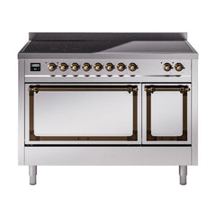 ILVE UNI486QNMPSSB Nostalgie II Noblesse 48 inch Induction Range (Solid Door, Stainless Steel, Burnished)