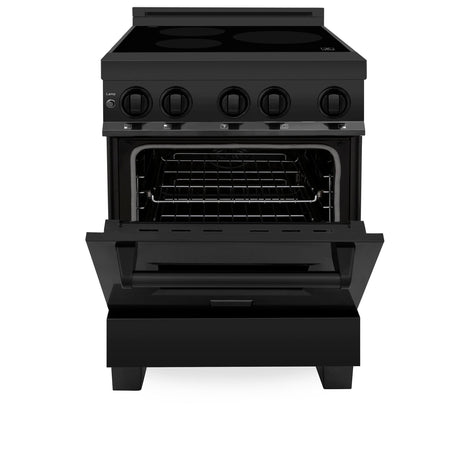 ZLINE 24" 2.8 cu. ft. Induction Range with a 4 Element Stove and Electric Oven in Black Stainless Steel (RAIND-BS-24)
