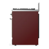ILVE UM30QNR3BUC Majestic III 30 inch Dual Fuel Range with 5 Black Brass Burners, Dual Function Burner up to 25,000 BTU (Natural Gas, Solid Door, Burgundy, Chrome)