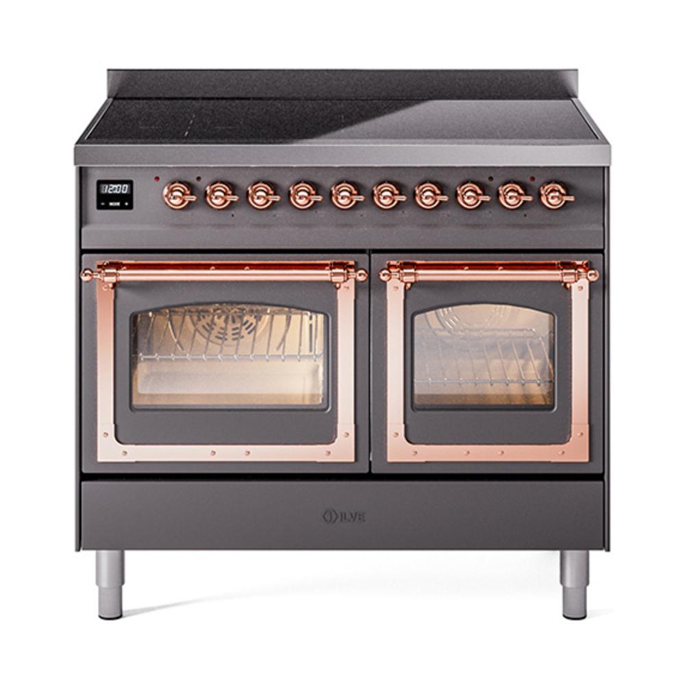 ILVE UNDI406NMPMGP Nostalgie II Noblesse 40 inch Induction Range (Triple Glass Door, Graphite Matte, Copper)