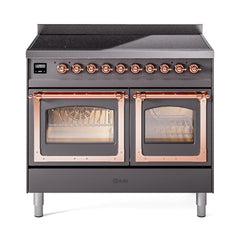 ILVE UNDI406NMPMGP Nostalgie II Noblesse 40 inch Induction Range (Triple Glass Door, Graphite Matte, Copper)