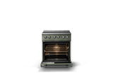 30"W. Induction Range (Finish: Eucalyptus, Trim: Polished Chrome)