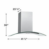 42" Glass Canopy Island Hood