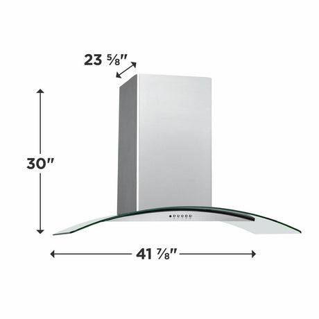 42" Glass Canopy Island Hood