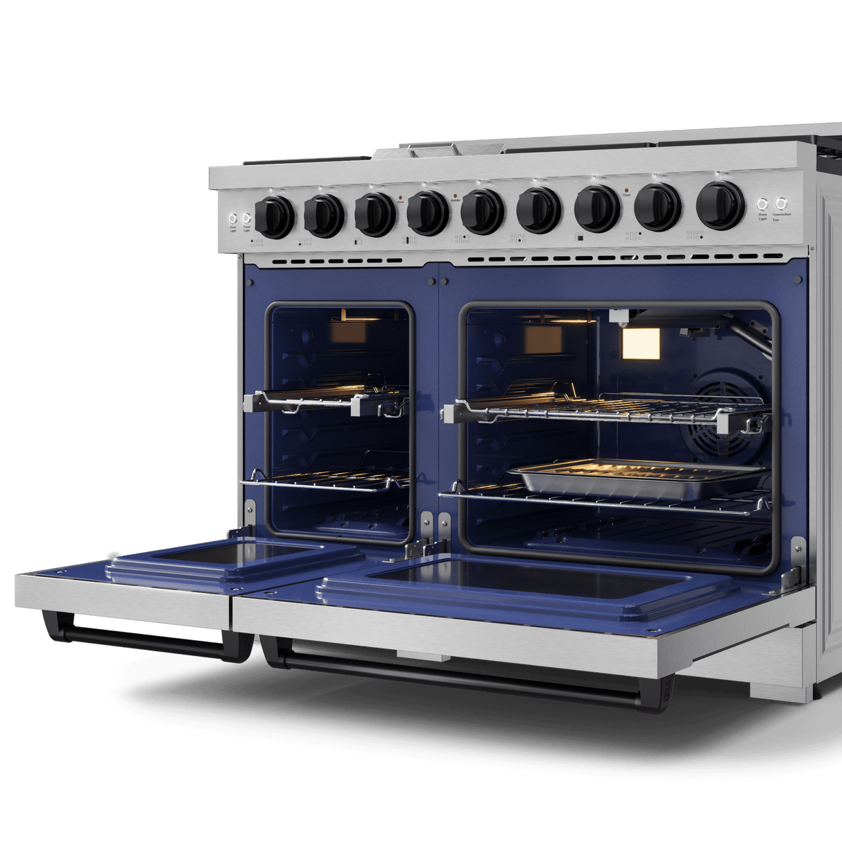 48 Inch Professional Gas Range With Pro-style Knobs In Stainless Steel/black  Gordon Ramsay Series