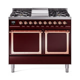 ILVE UND40FQNMPBUP Nostalgie II Noblesse 40 inch Dual Fuel Range (Natural Gas, Solid Door, Burgundy, Copper)