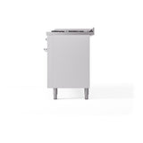 ILVE UN60FQNMPWHC Nostalgie II Noblesse 60 inch Dual Fuel Range (9 Sealed Burners + Griddle, Natural Gas, Solid Door, White, Chrome)