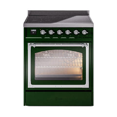 ILVE UNI304NMPEGC Nostalgie II Noblesse 30 inch Induction Range (Triple Glass Door, Emerald Green, Chrome)
