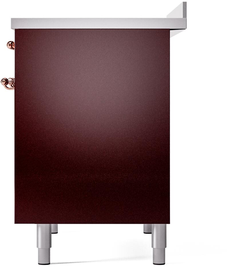 Nostalgie II 40 Inch Electric Freestanding Range in Burgundy with Copper Trim