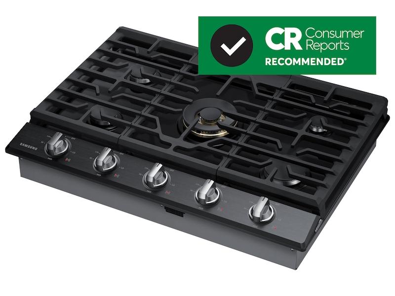 30" Smart Gas Cooktop with 22K BTU Dual Power Burner in Black Stainless Steel