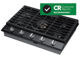 30" Smart Gas Cooktop with 22K BTU Dual Power Burner in Black Stainless Steel