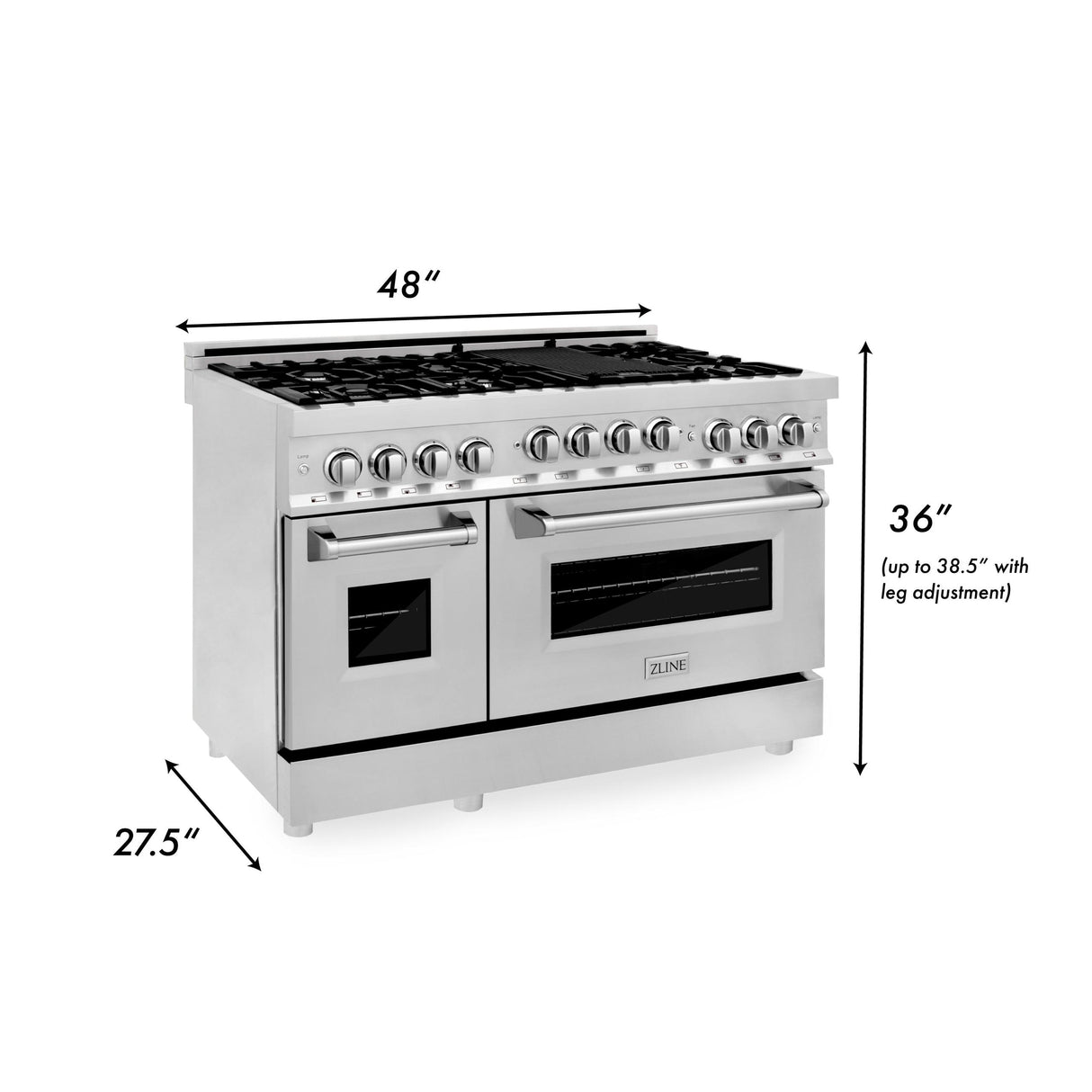 ZLINE 48" 6.0 cu. ft. Range with Gas Stove and Gas Oven in Stainless Steel (RG48) [Color: Red Matte]