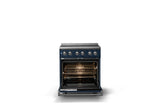 30"W. Electric Range (Finish: Slate Blue, Trim: Polished Chrome)
